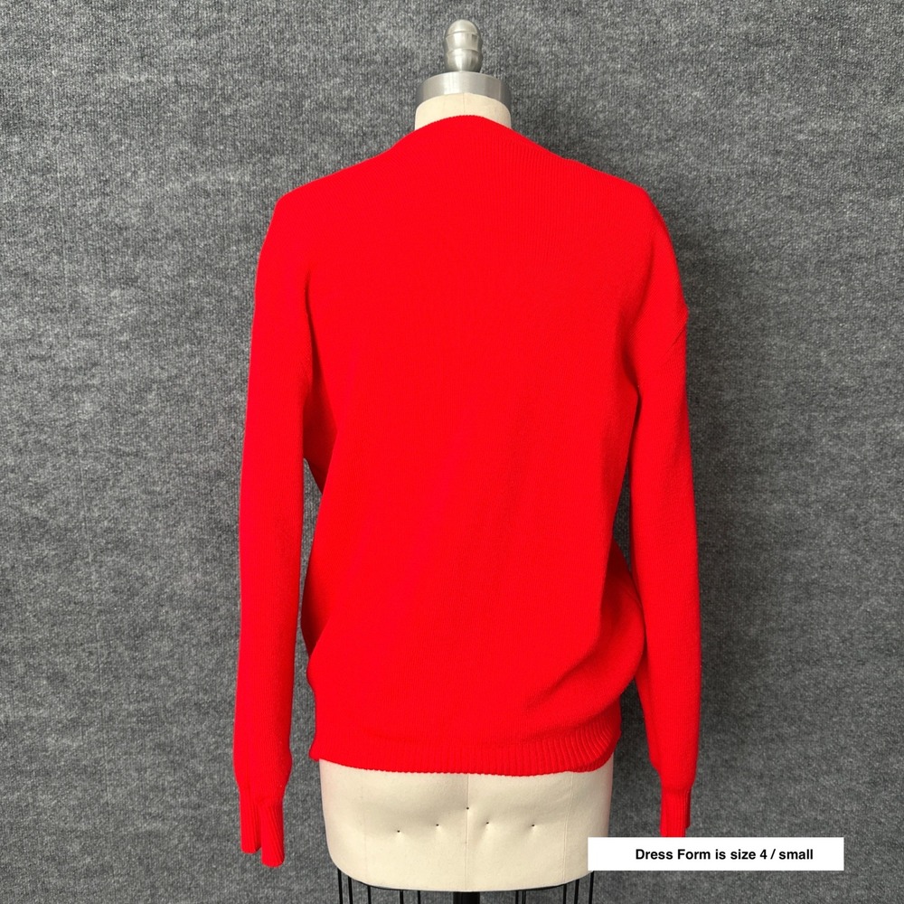 Vintage 60s 70s Bowling Sweater Unisex M Orange Spartan Lanes England V-Neck - Picture 4 of 12